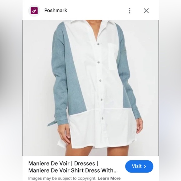 Maniere De Voir Shirt Dress with Denim Panels size large - Picture 1 of 10